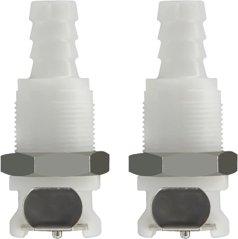 BBTUS 2PCS 1/4" 3/8" 5/16" Plastic Tube in-line Hose Quick Connector with Shut-Off valve, Panel Mounting Quick Disconnect Coupling,Female Quick Connect Barbed Fittings (2x Female Connector) - Image 1